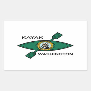 Kayak Washington State Flag Rectangular Sticker