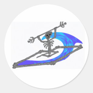 Kayak Wavey Bones Classic Round Sticker