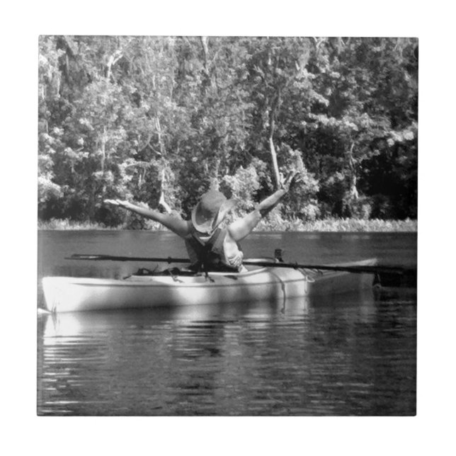 kayak woman ceramic tile (Front)