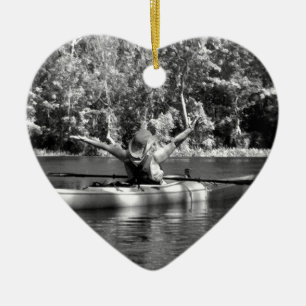 kayak woman ceramic tree decoration