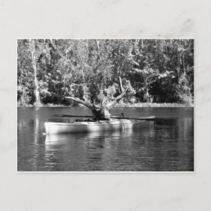kayak woman postcard