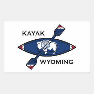 Kayak Wyoming Flag Rectangular Sticker
