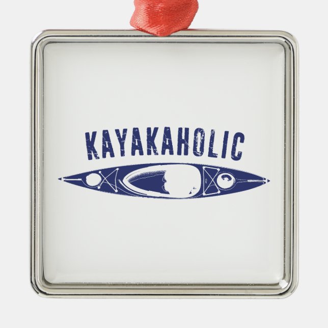 Kayakaholic Metal Ornament (Front)