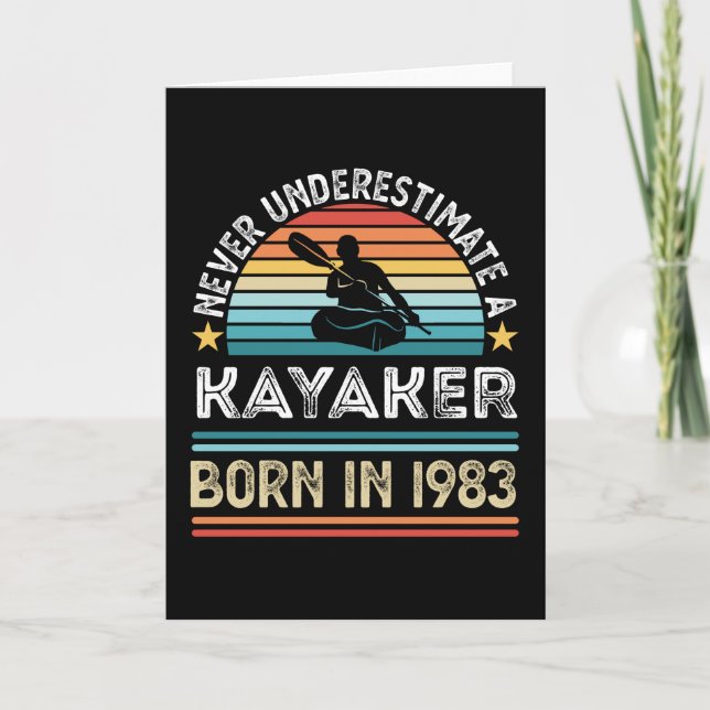 Kayaker born 1983 40th Birthday Kayaking Gift Card (Front)