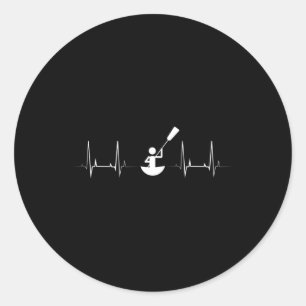 Kayaker Ekg Heartbeat Paddling Boat Lover Canoeing Classic Round Sticker