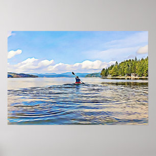 Kayaker on Serene Lake Poster