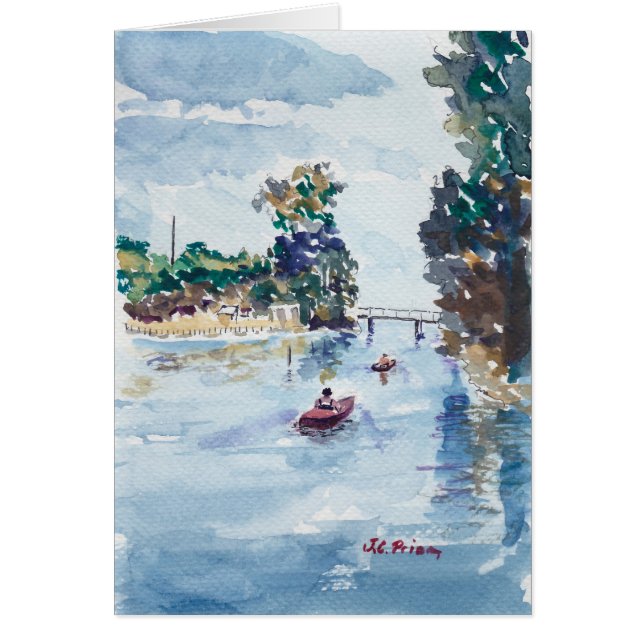 Kayakers on Weeki Wachie Watercolor Painting (Front)