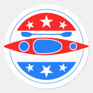 Kayaking American Flag Kayak Boat and Paddle Classic Round Sticker