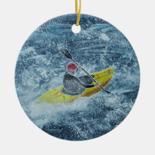 Kayaking Art Ceramic Ornament