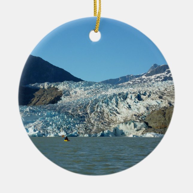 Kayaking at the Mendenhall Glacier Ceramic Ornament (Front)