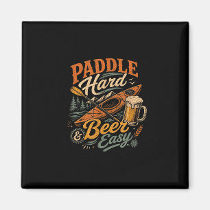 Kayaking beer men women retro 70s vintage kayak magnet