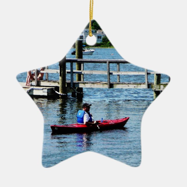 Kayaking Bristol RI Ceramic Ornament (Front)