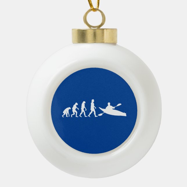 Kayaking Canoeing Evolution Ceramic Ball Christmas Ornament (Front)