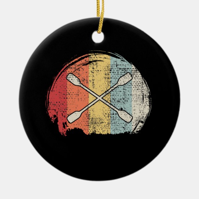 Kayaking Canoeing Retro Ceramic Ornament (Front)