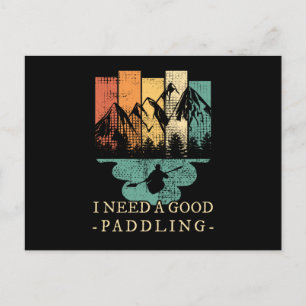 Kayaking Canoeing Retro Postcard