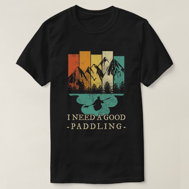 Kayaking Canoeing Retro T-Shirt (Design Front)
