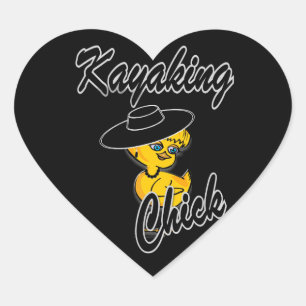 Kayaking Chick #4 Heart Sticker