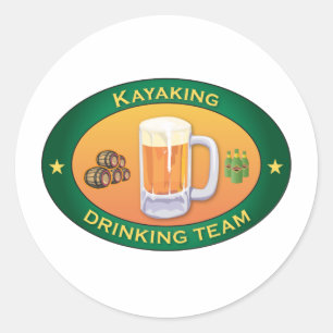 Kayaking Drinking Team Classic Round Sticker
