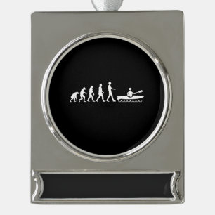Kayaking Evolution Silver Plated Banner Ornament