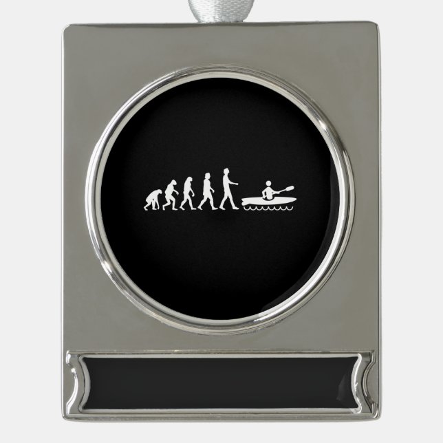 Kayaking Evolution Silver Plated Banner Ornament (Front)