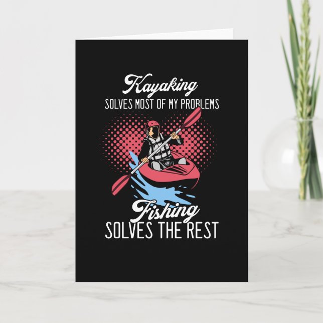 Kayaking, funny fishing card (Front)
