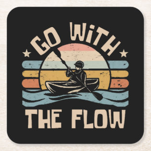 kayaking-funny square paper coaster
