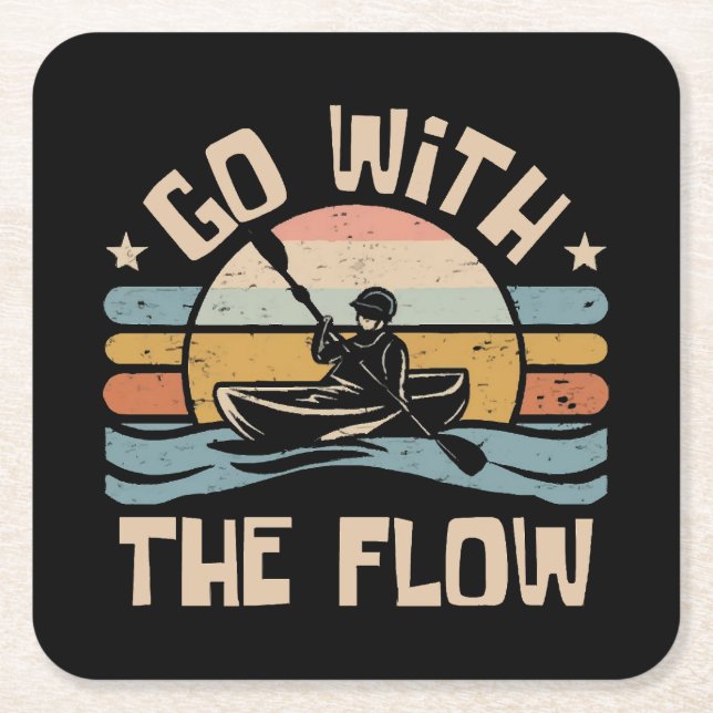 kayaking-funny square paper coaster (Front)