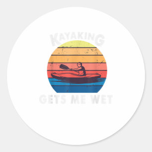 Kayaking gets me wet funny vintage Retr Classic Round Sticker