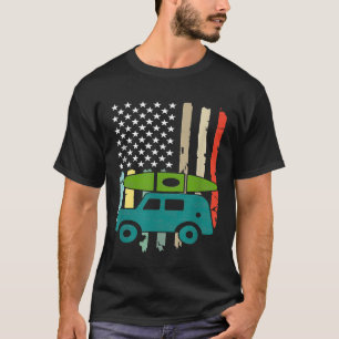 Kayaking Gift Colourful American Flag Kayak Lovers T-Shirt