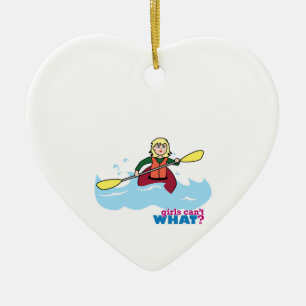 Kayaking Girl - Light/Blonde Ceramic Tree Decoration