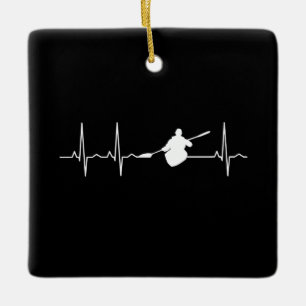 Kayaking Heartbeat Ceramic Ornament