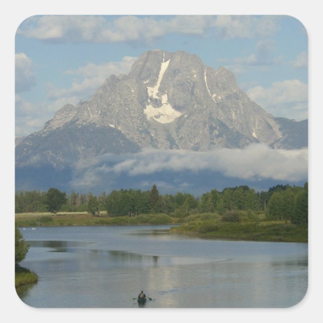 Kayaking in Grand Teton National Park Square Sticker (Front)