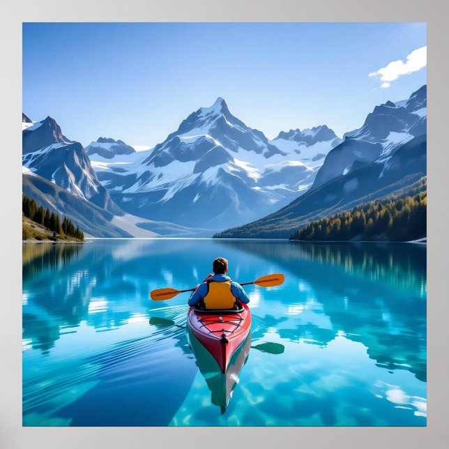  Kayaking in Mountains  Beautiful Nature Poster (Front)
