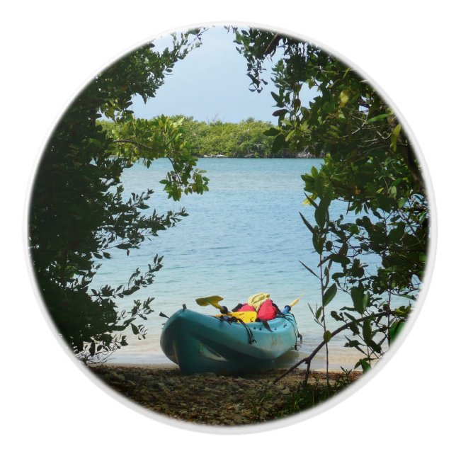 Kayaking in St. Thomas US Virgin Islands Ceramic Knob (Front)