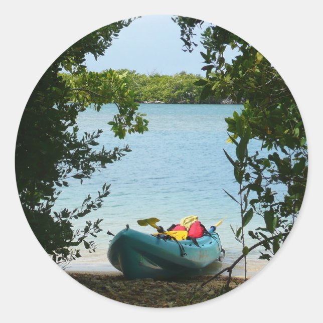 Kayaking in St. Thomas US Virgin Islands Classic Round Sticker (Front)