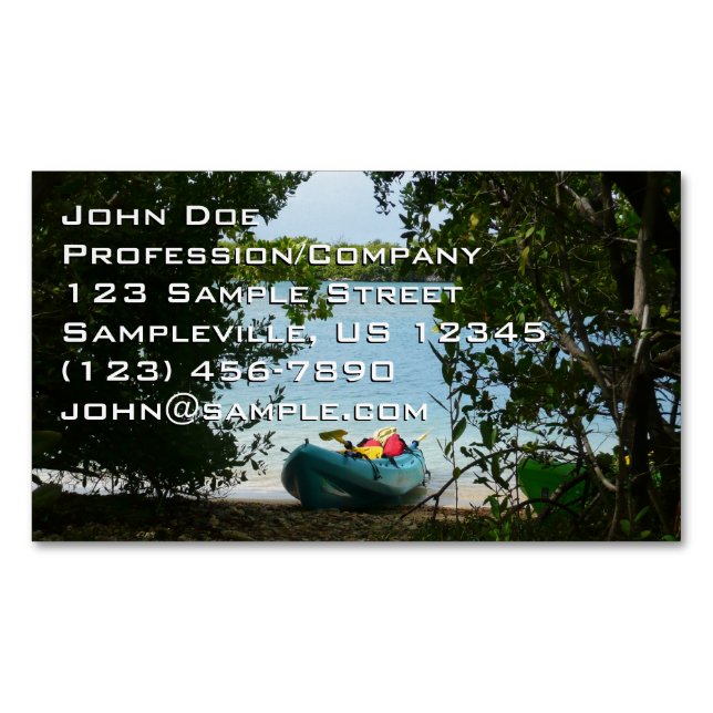 Kayaking in St. Thomas US Virgin Islands Magnetic Business Card (Front)