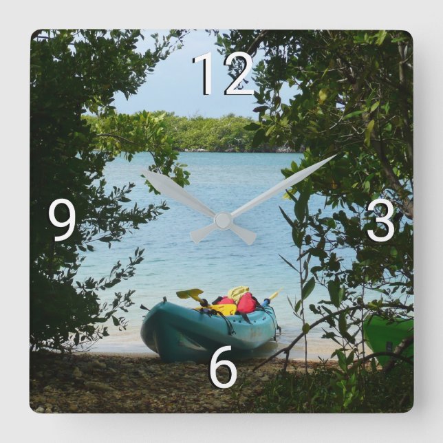 Kayaking in St. Thomas US Virgin Islands Square Wall Clock (Front)