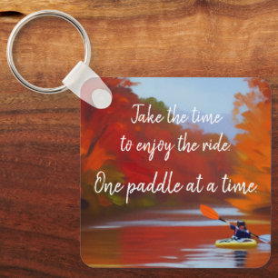 Kayaking in the Fall Personalized Keychain