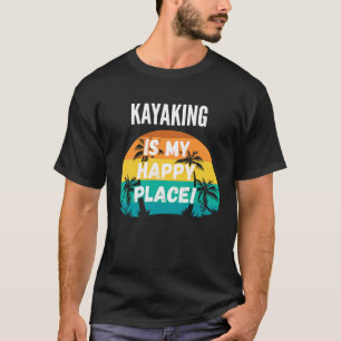 Kayaking Is My Happy Place Vintage Retro Sunset T-Shirt