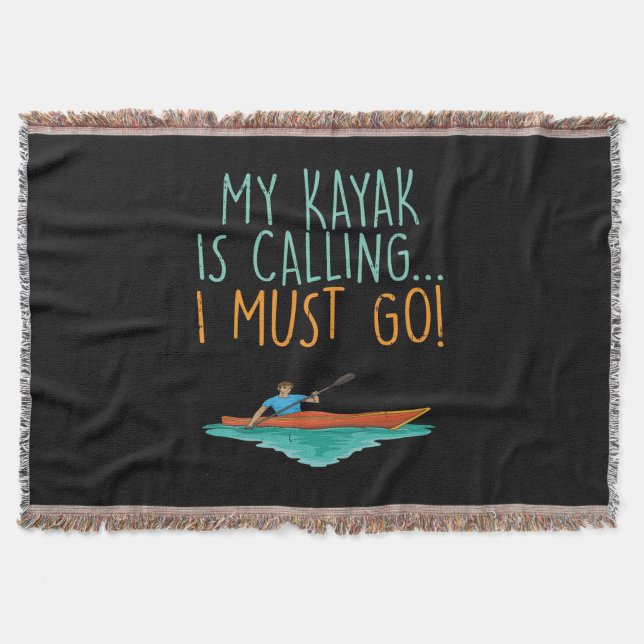 Kayaking Kayak Gift Throw Blanket (Front)