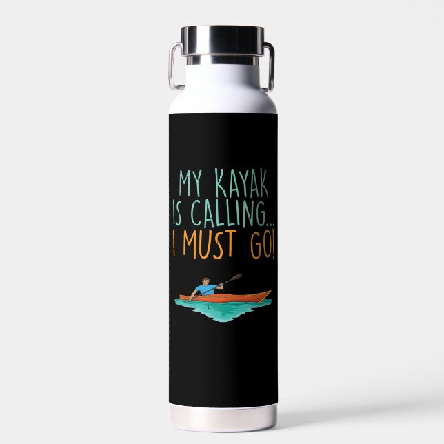 Kayaking Kayak Gift Water Bottle (Front)