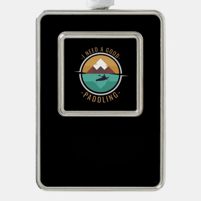 Kayaking Kayak Paddling Silver Plated Framed Ornament (Front)