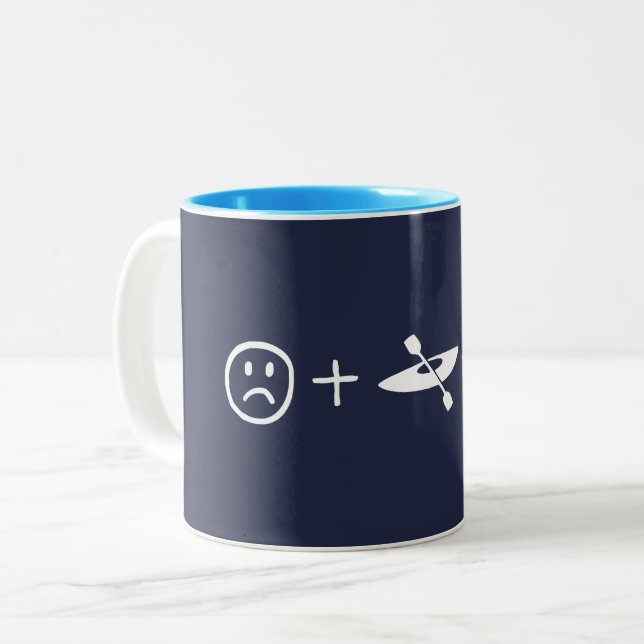 Kayaking Makes You Happy Two-Tone Coffee Mug (Front Left)
