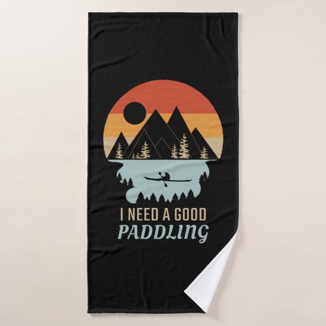 Kayaking Mountains Retro  Bath Towel (Bath Towel)
