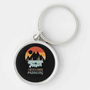 Kayaking Mountains Retro Key Ring