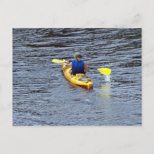 Kayaking on the river postcard