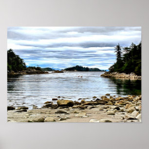 Kayaking out of a Cove Near Barenof Island Poster