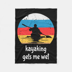 Kayaking Paddling Boating Retro Vintage Kayak Fleece Blanket