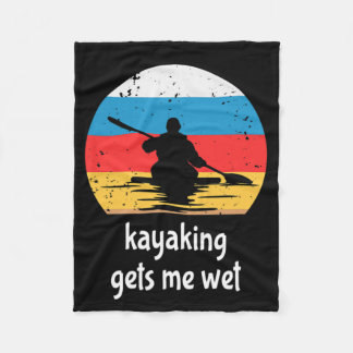 Kayaking Paddling Boating Retro Vintage Kayak Fleece Blanket
