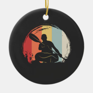 Kayaking Retro Ceramic Ornament